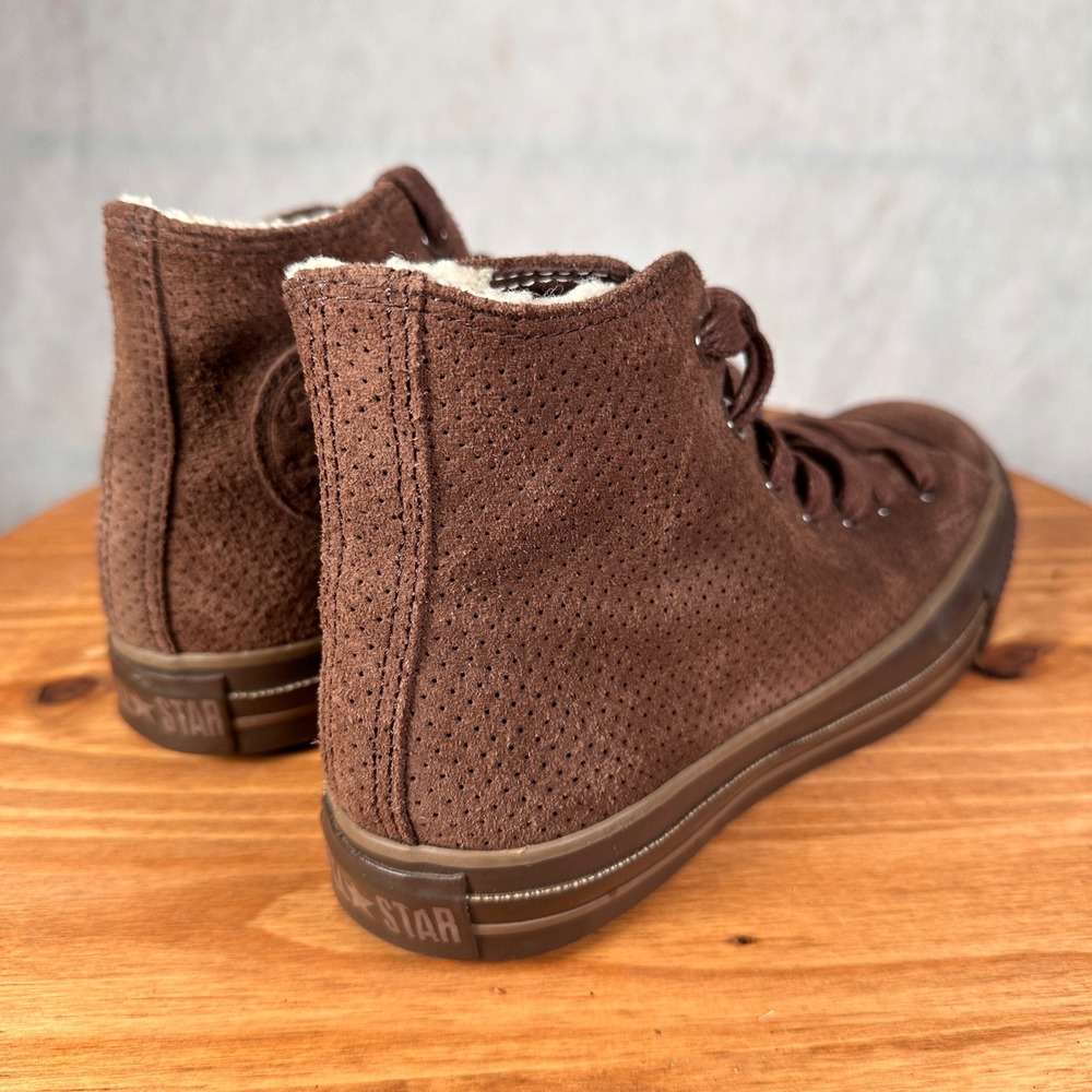 Converse Chuck Taylor High Top Women Size 7 Brown Good Suede Fur Lined - Picture 6 of 13